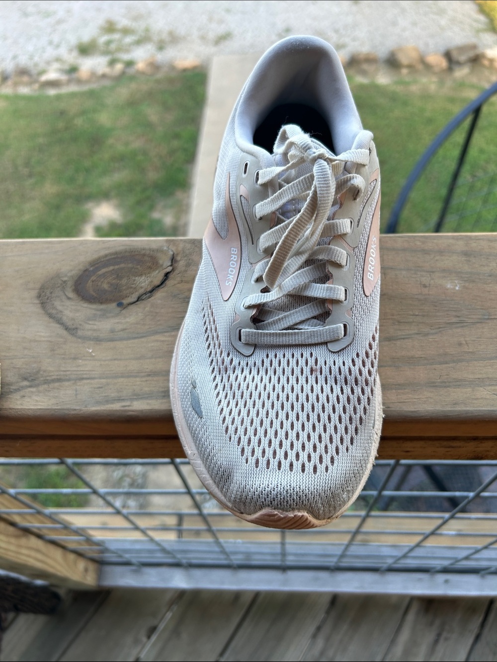 Brooks Women's Running Sneakers in Cream with Pink Accents - Picture 14 of 16
